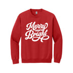 Holiday Crewneck Sweatshirt- Merry and Bright Holiday Graphic