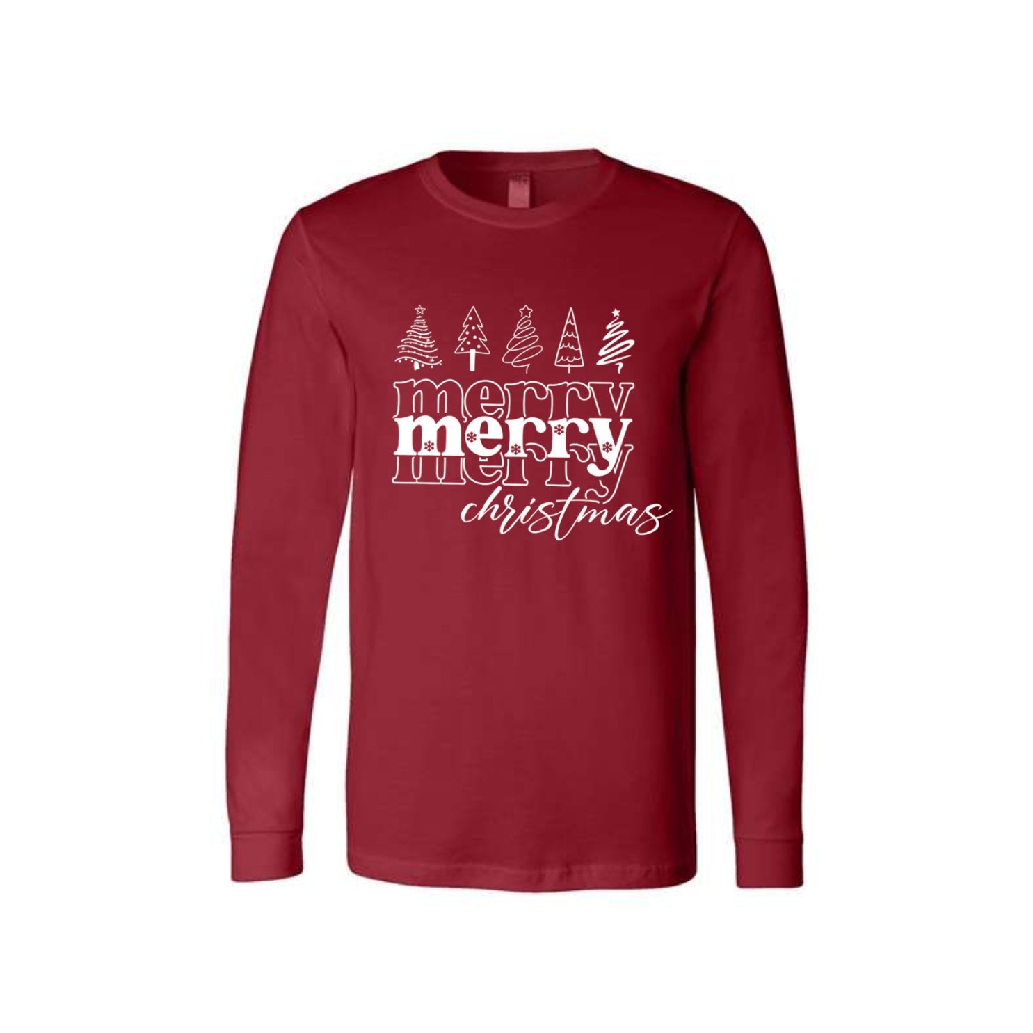 Minimalist Holiday Long Sleeves-Merry Merry Christmas Graphic Tee