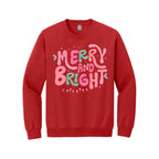 Holiday Crewneck Sweatshirt-  Merry and Bright Pastel Christmas Graphic
