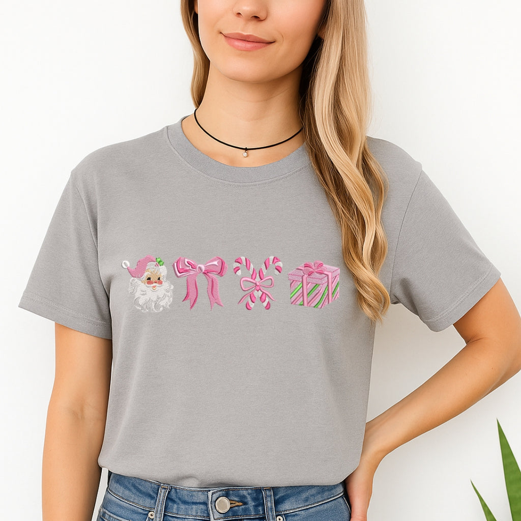 Holiday Shirt -Pink Christmas Icons Graphic