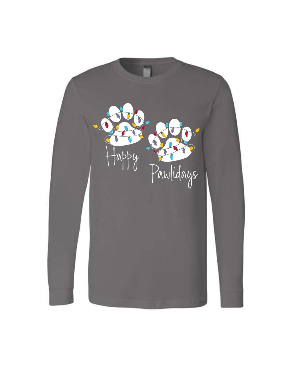 “Happy Pawlidays Festive Paw Print Lights Design”