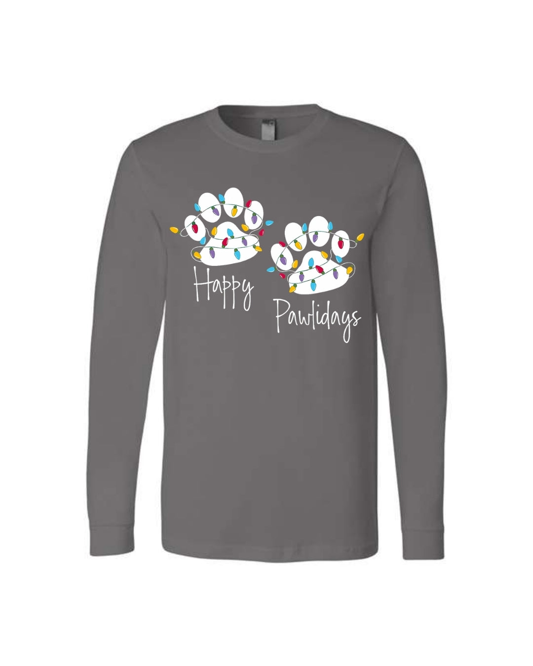 “Happy Pawlidays Festive Paw Print Lights Design”