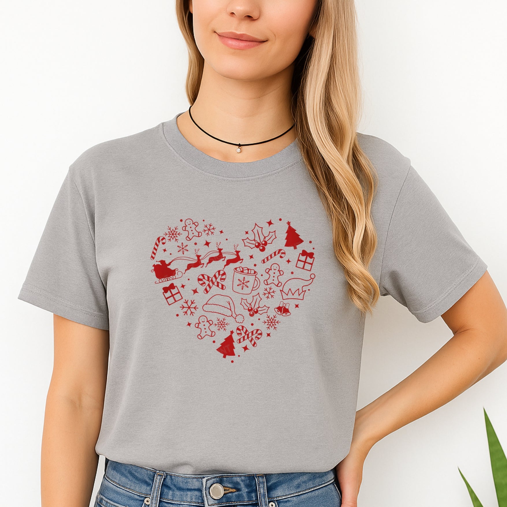 Minimalist Holiday Shirt - Festive Heart Christmas Icons