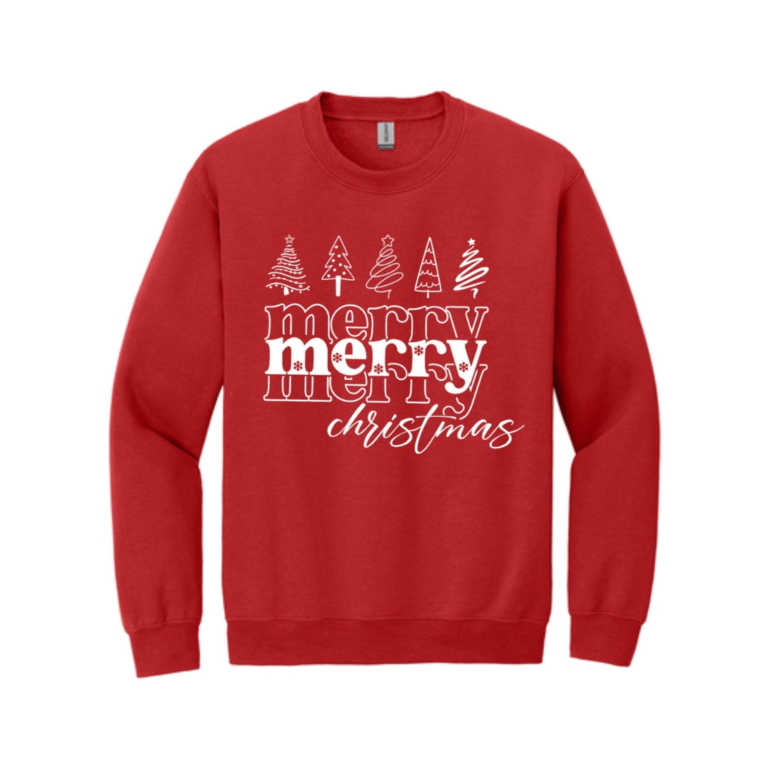 Holiday Crewneck Sweatshirt- Merry Merry Christmas Graphic Tee