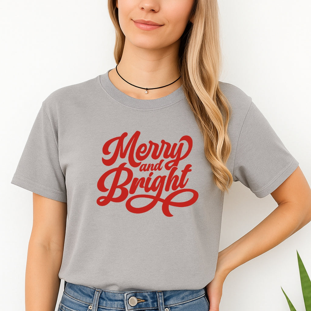 Minimalist Holiday Shirt - Merry and Bright Holiday Graphic