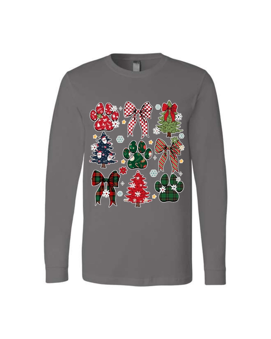 Festive Paw Prints and Christmas Trees