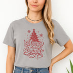 Minimalist Holiday Shirt - Merry and Bright” Christmas Tree Design