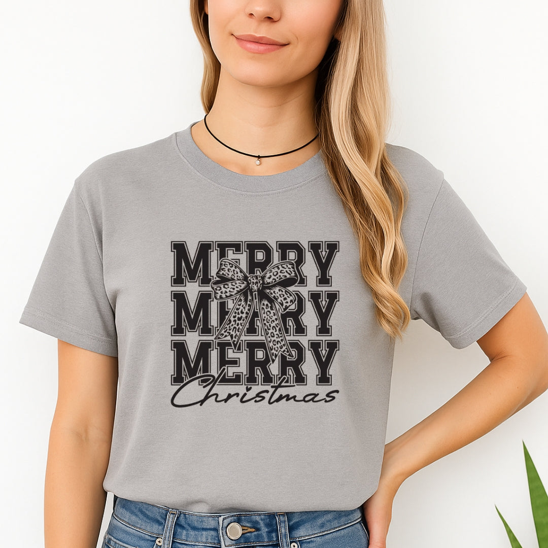 Holiday Shirt - Merry Merry Merry Christmas Graphic