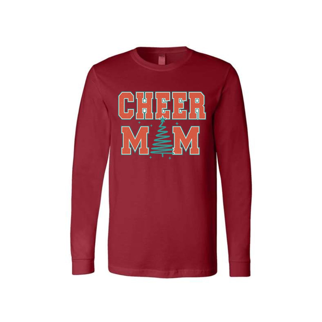 Holiday Long Sleeves- Festive “Cheer Mom” Christmas Apparel – Perfect Holiday Spirit Wear for Cheer Moms