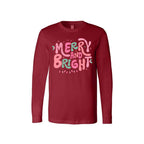 Holiday Long Sleeves-Merry and Bright Pastel Christmas Graphic