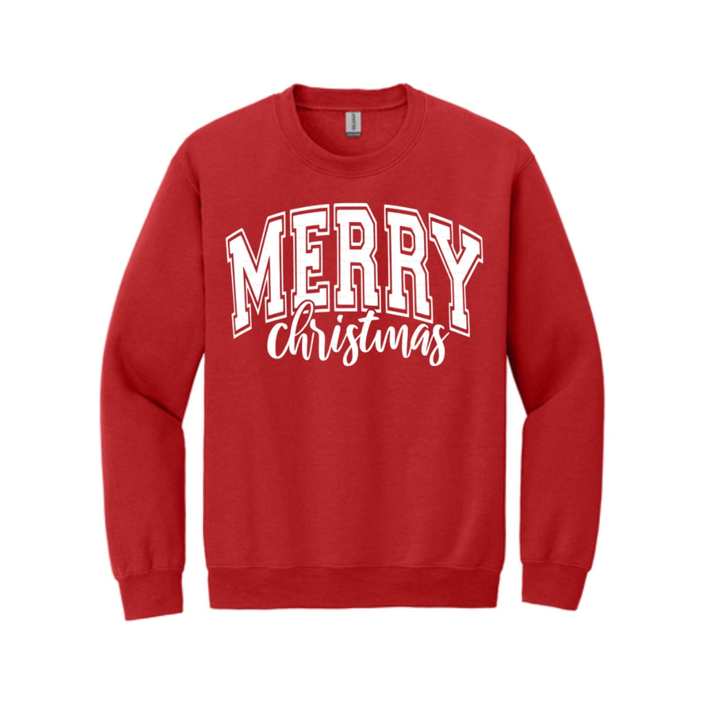 Holiday Crewneck Sweatshirt-“Merry Christmas” Bold Letter Design