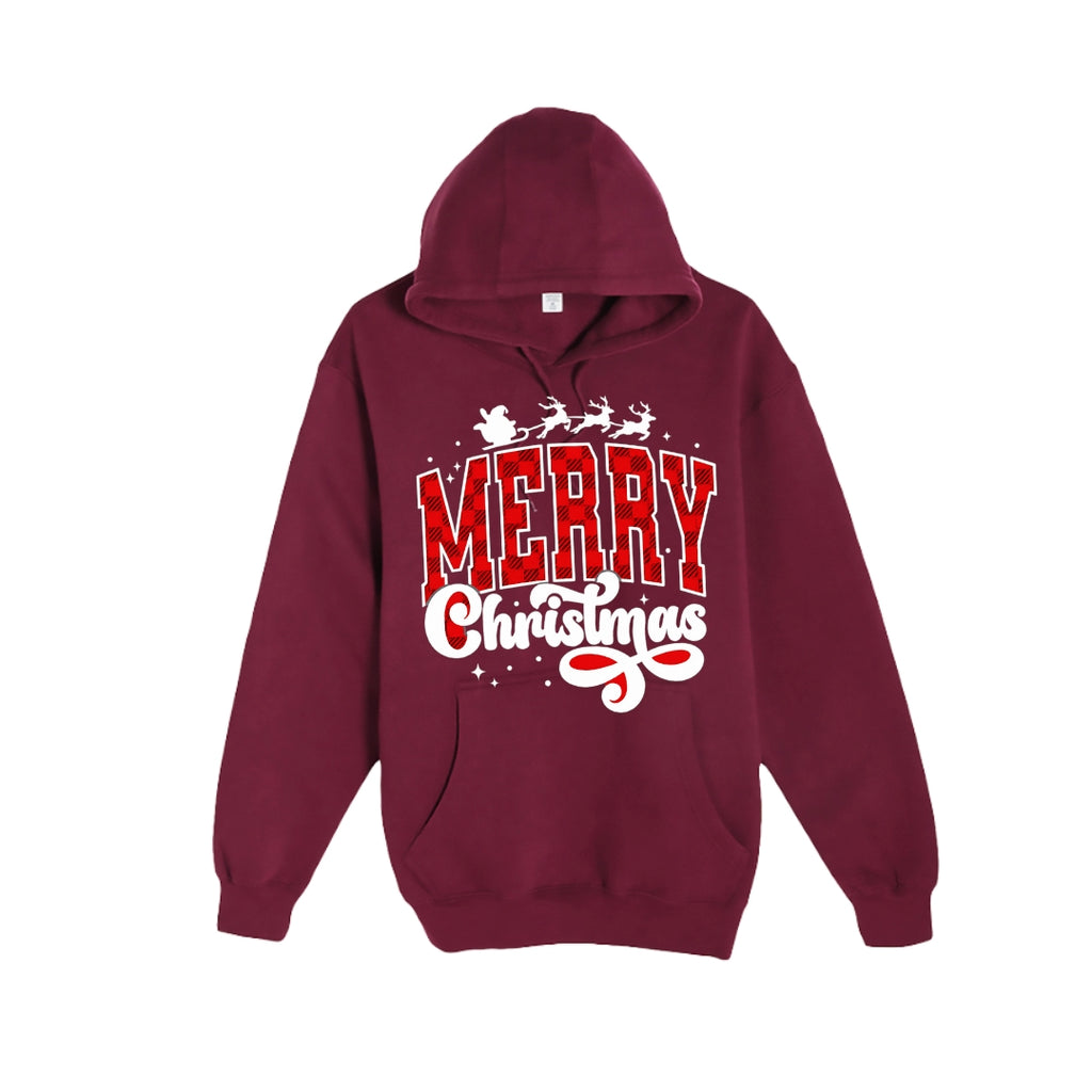 HOLIDAY HOODIE- Merry Christmas Buffalo Plaid Graphic