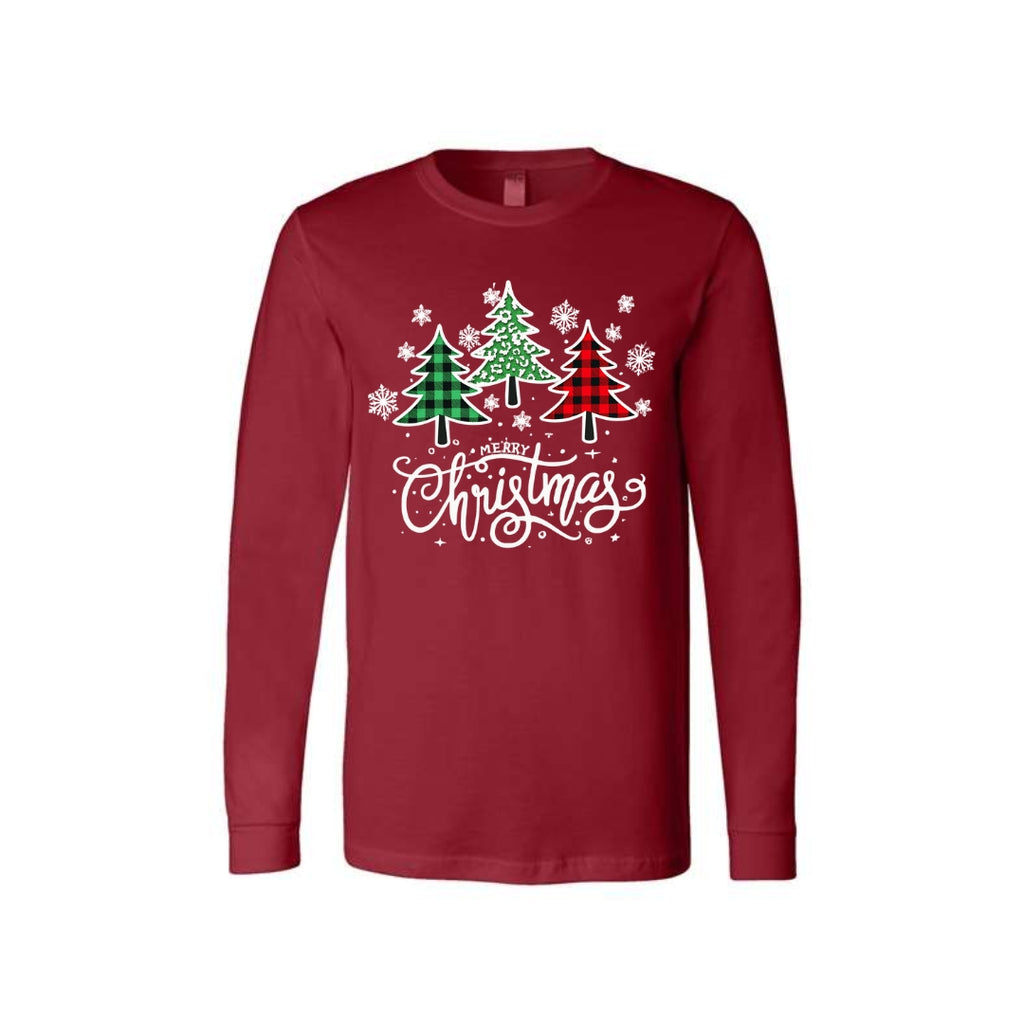 Holiday Long Sleeves-Merry Christmas 3 Graphic Trees