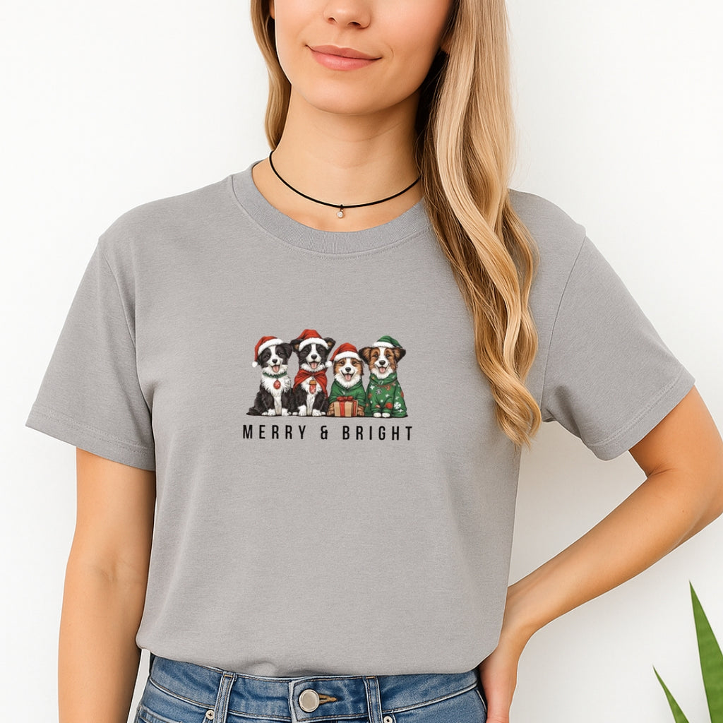 Merry & Furry Tees: Merry & Bright Border Collie Christmas Design – Festive Holiday Dog Lover Gift