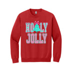 Holiday Crewneck Sweatshirt-Holly Jolly Gingham Christmas