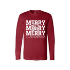 Holiday Long Sleeves-Merry Merry Merry Christmas Graphic