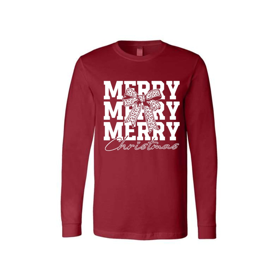 Holiday Long Sleeves-Merry Merry Merry Christmas Graphic