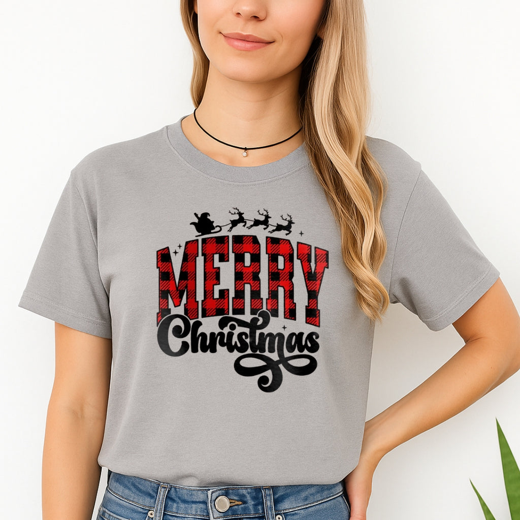 Holiday Shirt - Merry Christmas Buffalo Plaid Graphic