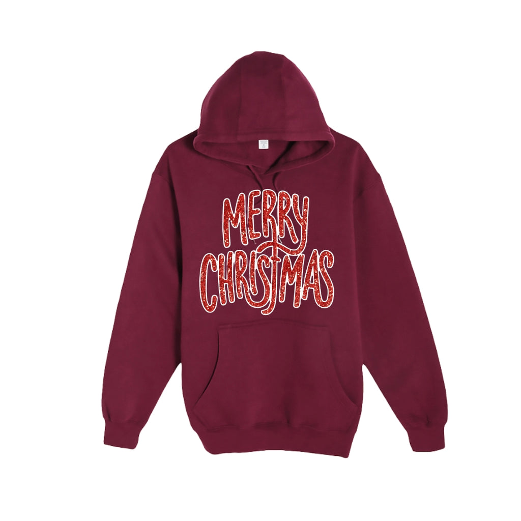 HOLIDAY HOODIE-“Merry Christmas” Glitter Script Design