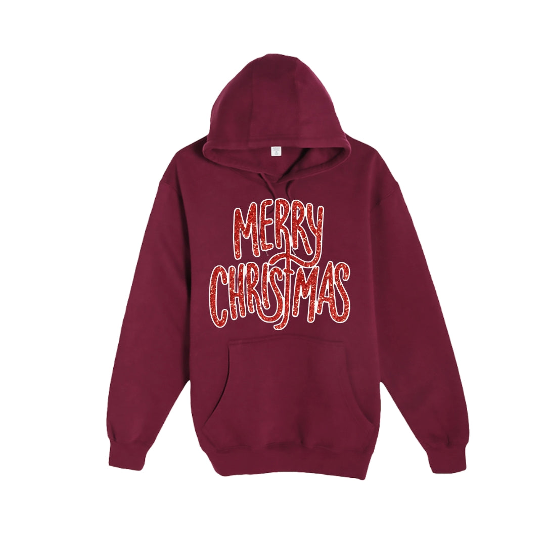 HOLIDAY HOODIE-“Merry Christmas” Glitter Script Design