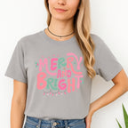 Holiday Shirt - Merry and Bright Pastel Christmas Graphic