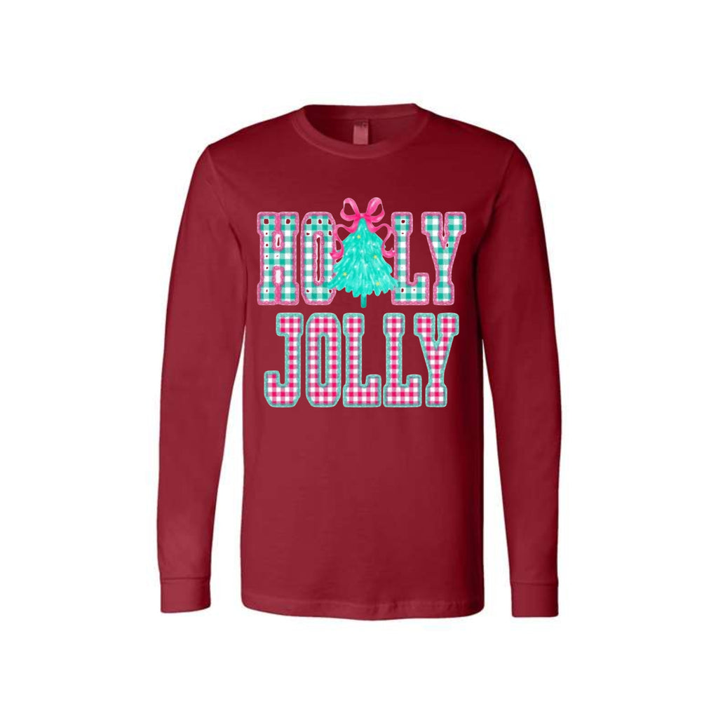 Holiday Long Sleeves-Holly Jolly Gingham Christmas