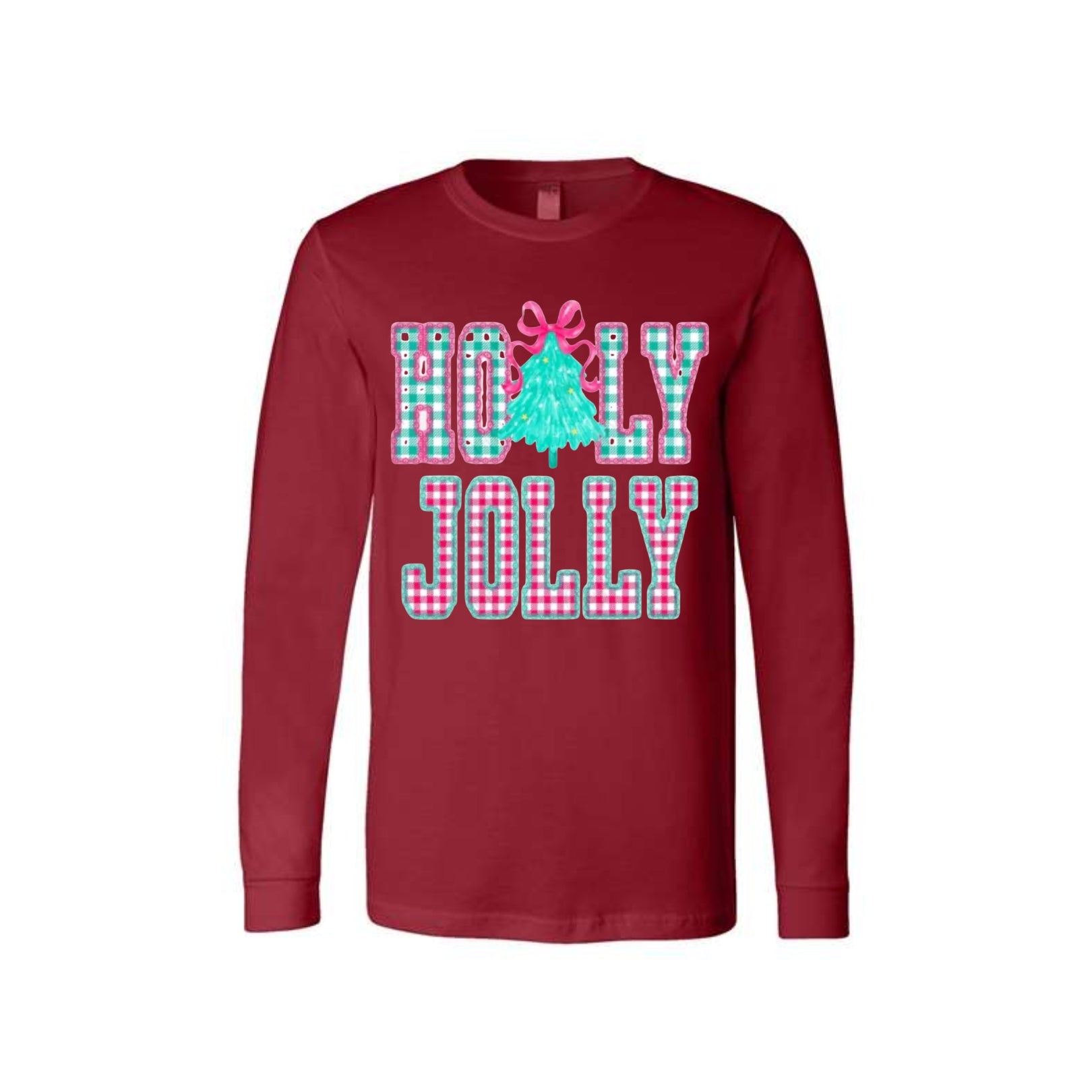 Holiday Long Sleeves-Holly Jolly Gingham Christmas