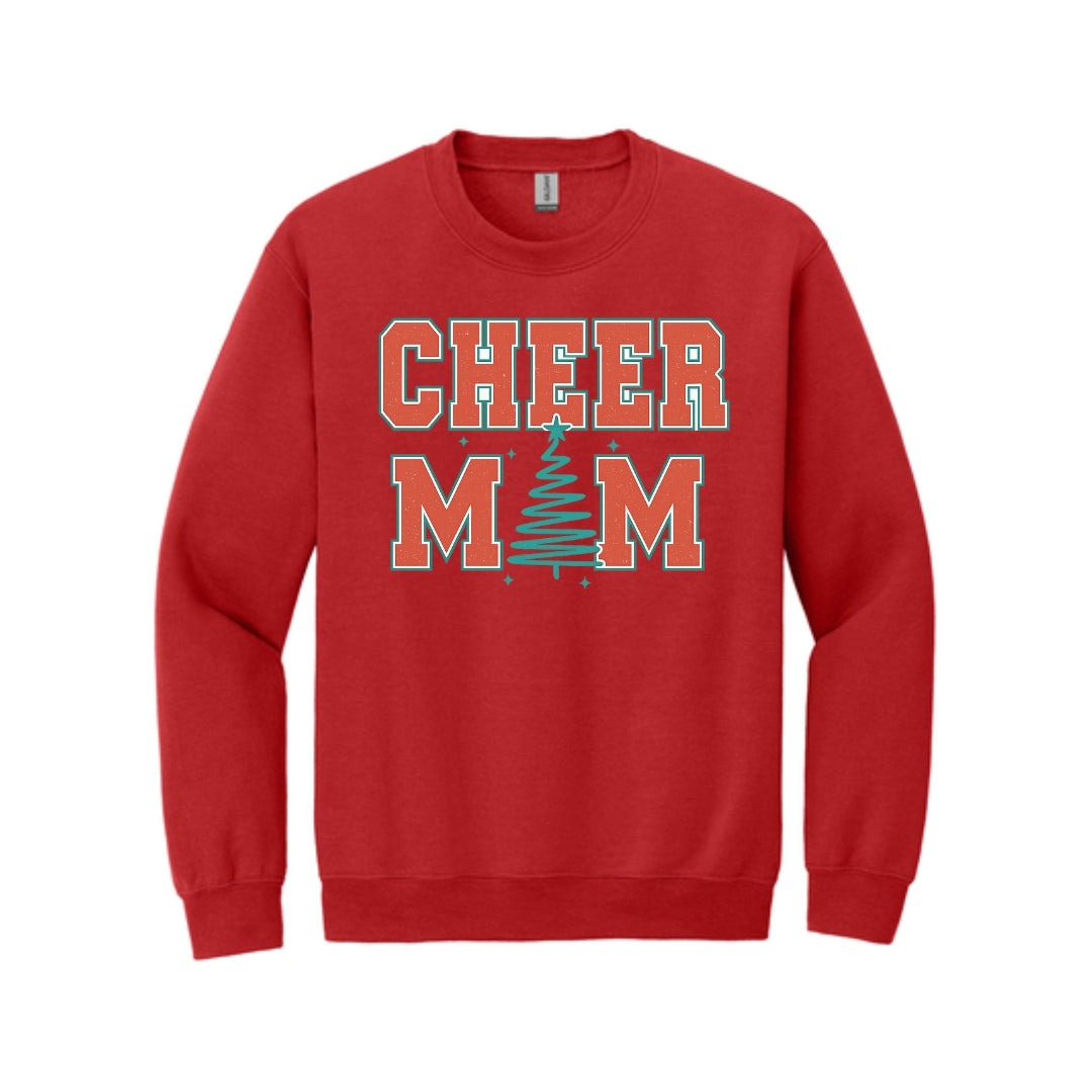 Holiday Crewneck Sweatshirt-Festive “Cheer Mom” Christmas Apparel – Perfect Holiday Spirit Wear for Cheer Moms