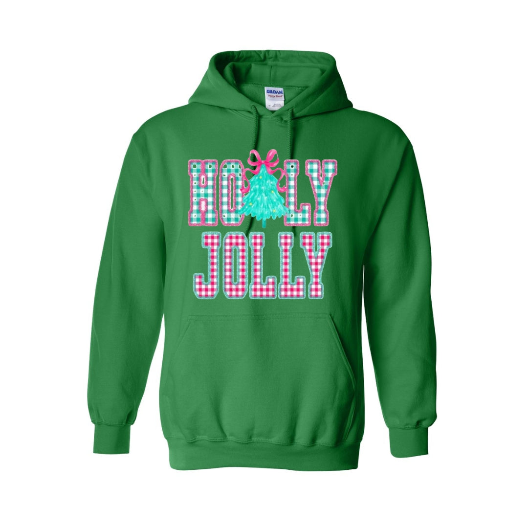 HOLIDAY HOODIE-Holly Jolly Gingham Christmas
