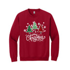 Holiday Crewneck Sweatshirt-Merry Christmas 3 Graphic Trees