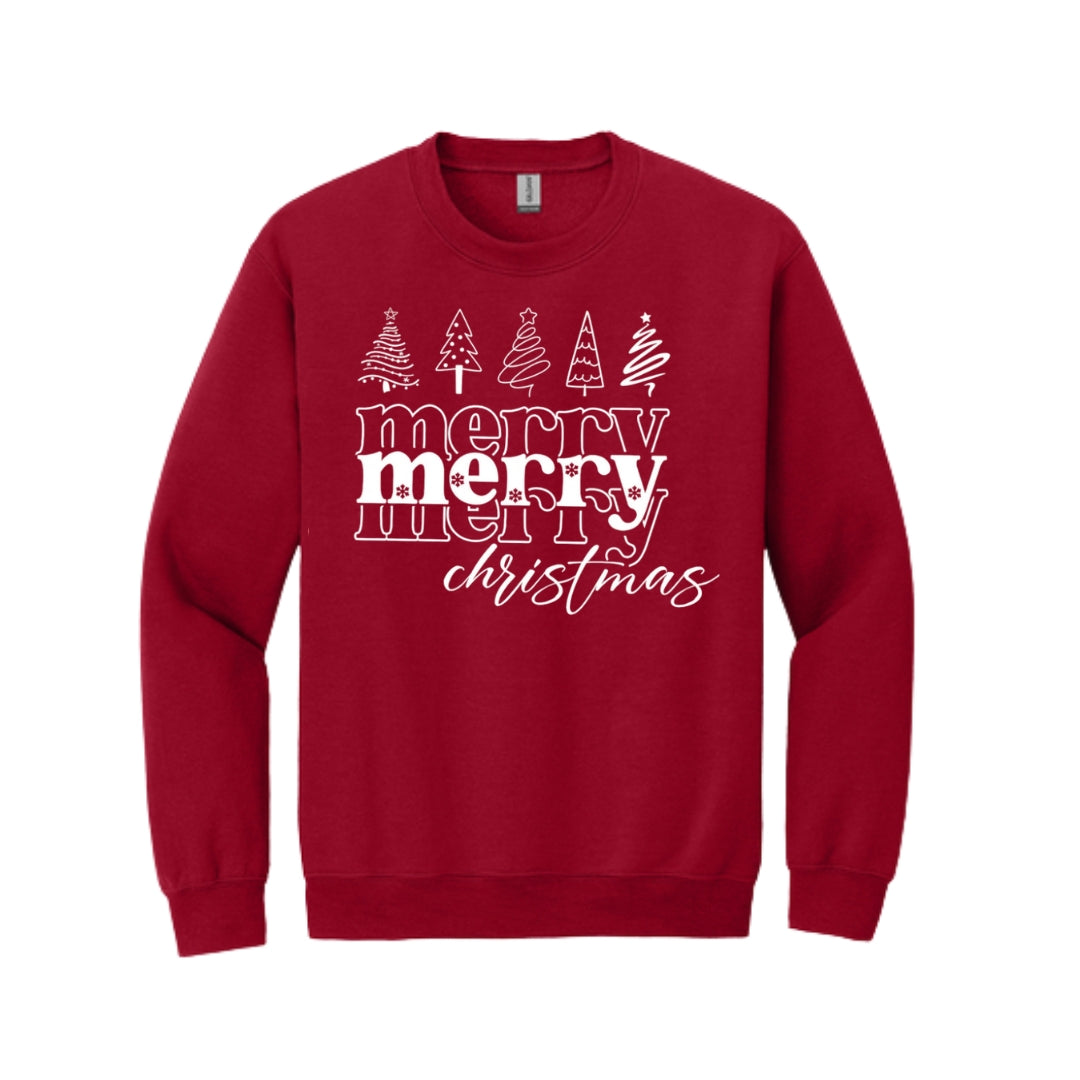 Holiday Crewneck Sweatshirt- Merry Merry Christmas Graphic Tee