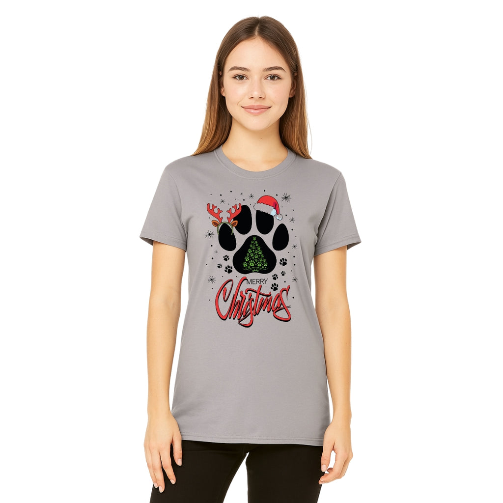 Merry & Furry Tees: Merry Christmas Paw Print Holiday Apparel – Festive Pet Lover Christmas Design