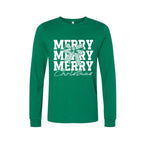 Holiday Long Sleeves-Merry Merry Merry Christmas Graphic