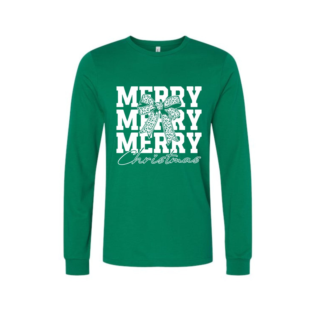 Holiday Long Sleeves-Merry Merry Merry Christmas Graphic