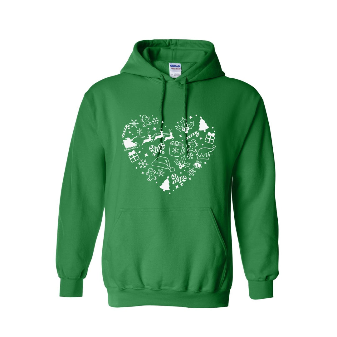 HOLIDAY HOODIE-Festive Heart Christmas Icons