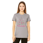 Holiday Shirt -Merry Christmas Pink Bow Tree Graphic