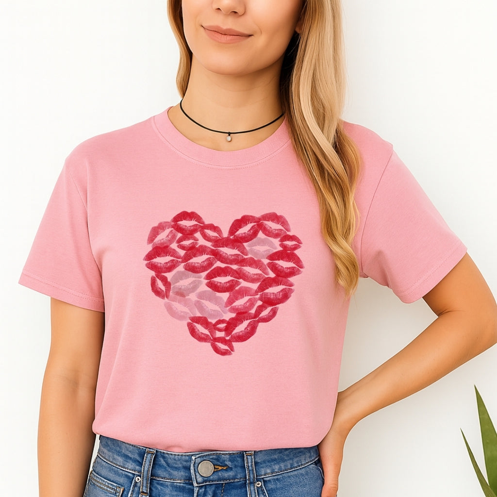 Kiss Me Valentine Heart Sweatshirt & Tee – Lip Print Love Design