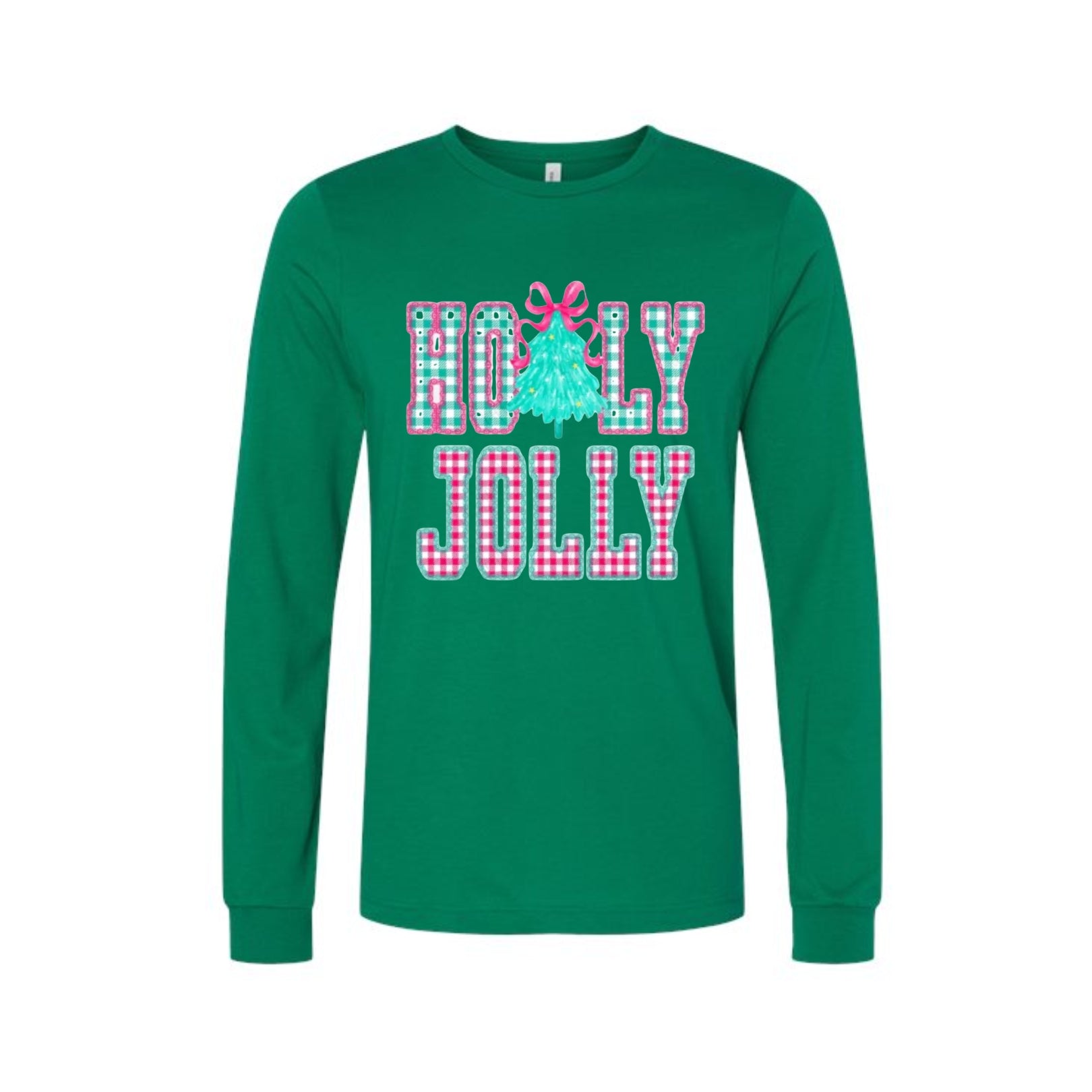 Holiday Long Sleeves-Holly Jolly Gingham Christmas