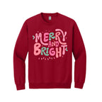 Holiday Crewneck Sweatshirt-  Merry and Bright Pastel Christmas Graphic