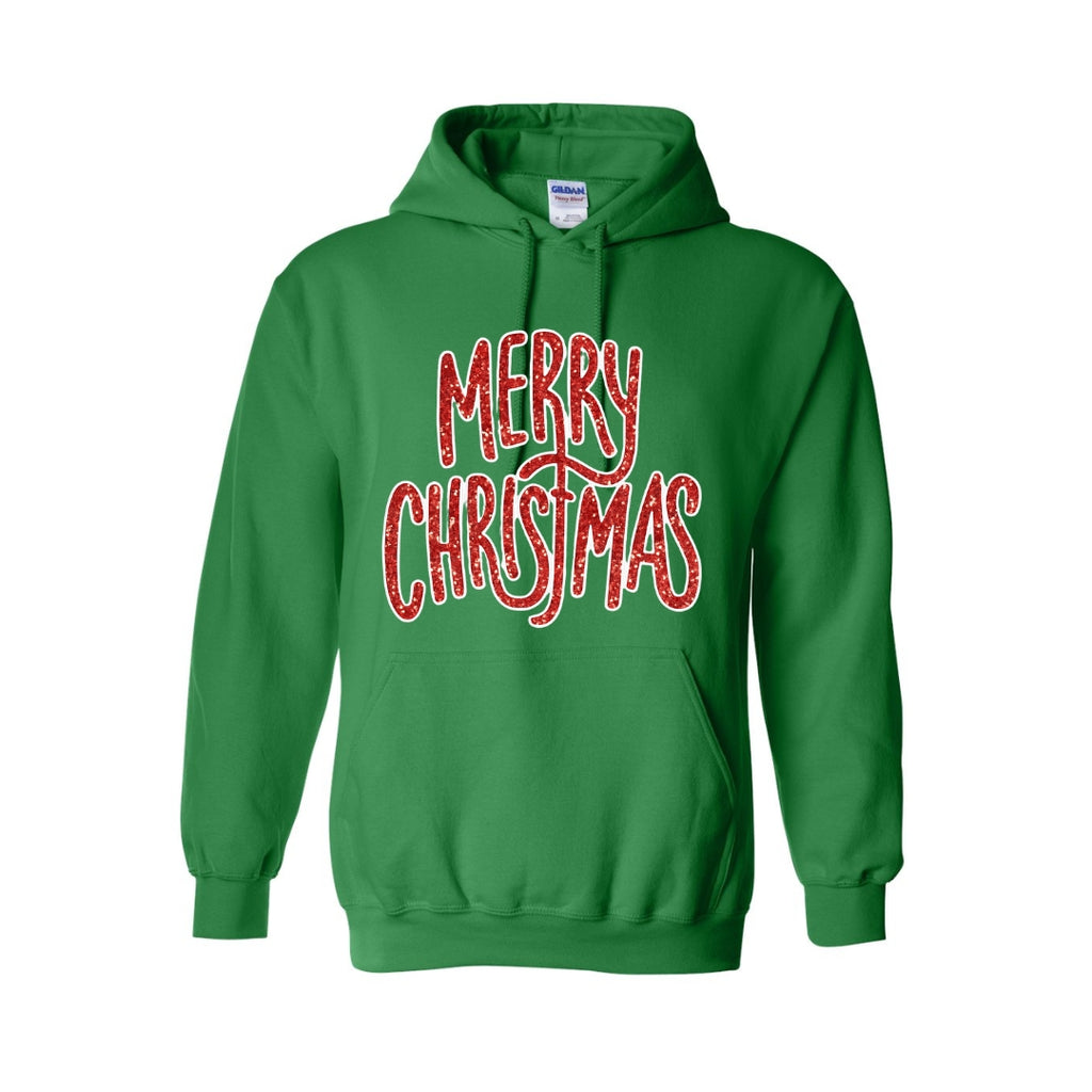 HOLIDAY HOODIE-“Merry Christmas” Glitter Script Design