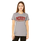 Minimalist Holiday Shirt - “Merry Christmas” Glitter Varsity Design