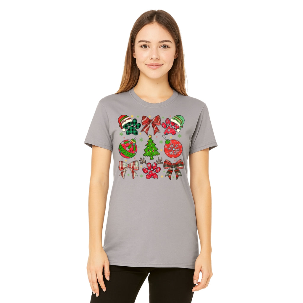 Christmas Tee for Pet Parents : Paw Print Christmas Apparel – Festive Dog Lover Holiday Gift