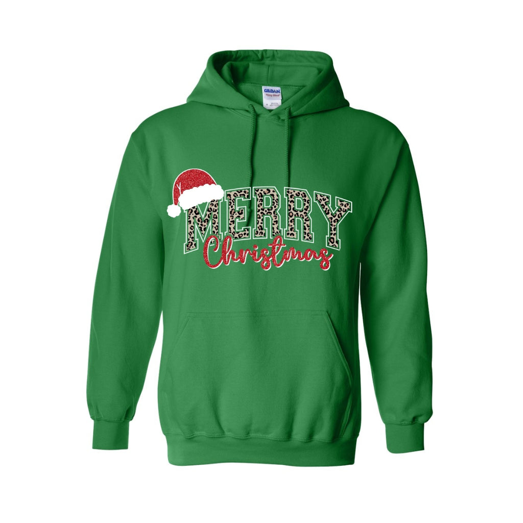 HOLIDAY HOODIE-“Merry Christmas” Leopard Santa Design