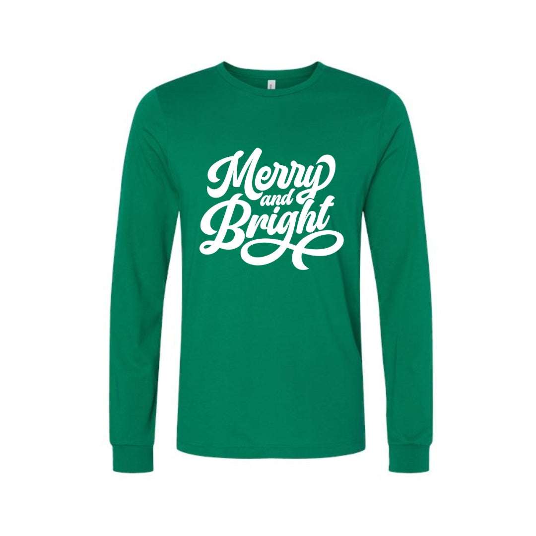 Holiday Long Sleeves-Merry and Bright Holiday Graphic