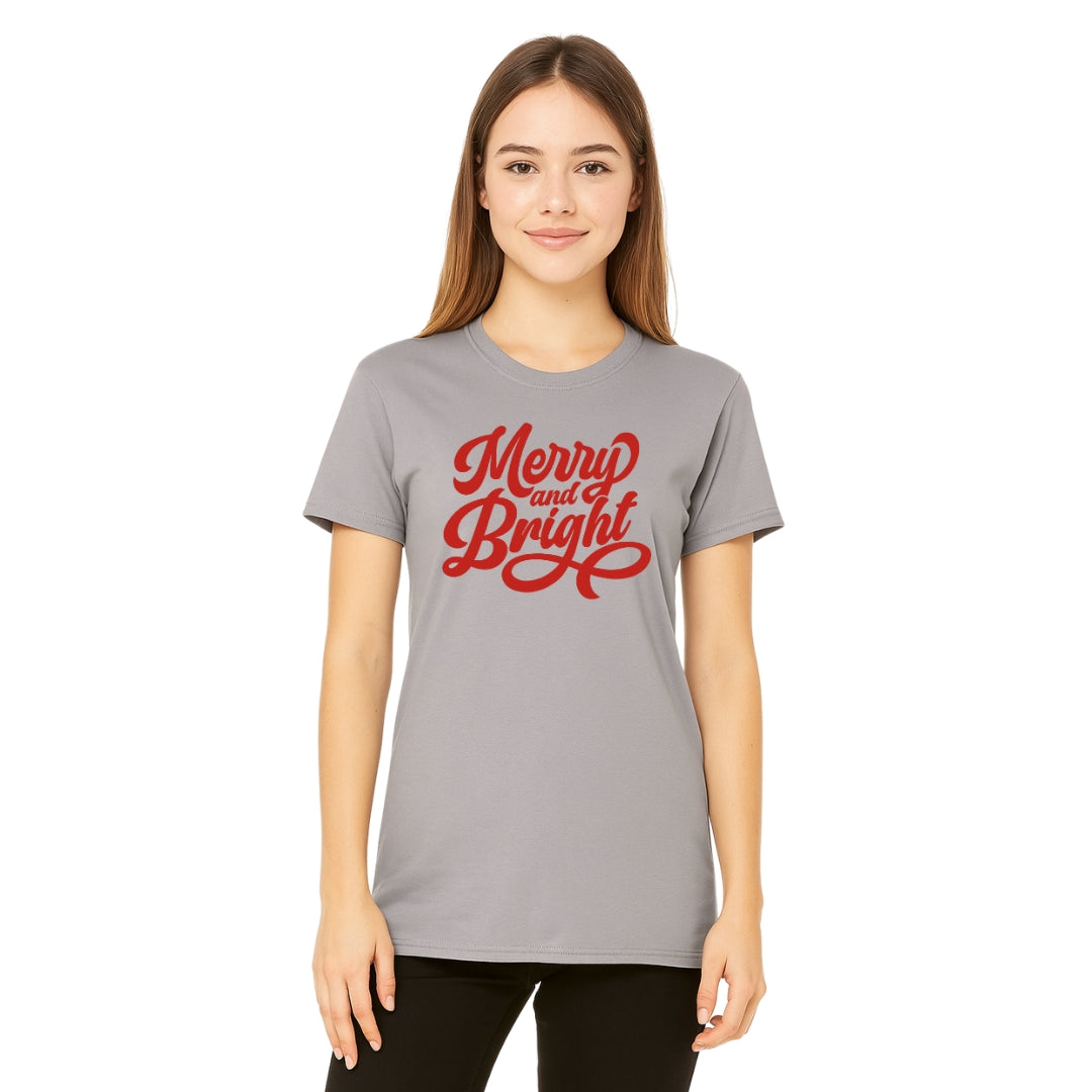 Minimalist Holiday Shirt - Merry and Bright Holiday Graphic