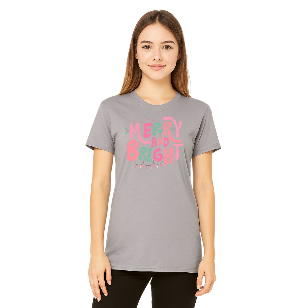 Holiday Shirt - Merry and Bright Pastel Christmas Graphic