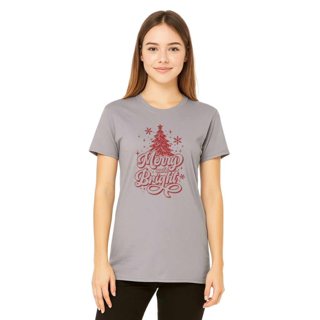 Minimalist Holiday Shirt - Merry and Bright” Christmas Tree Design