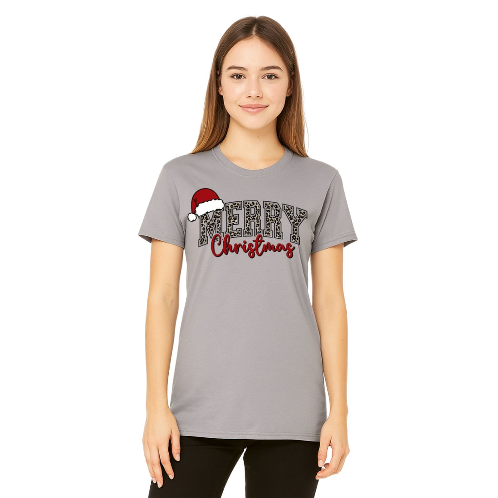 Holiday Shirt - “Merry Christmas” Leopard Santa Design