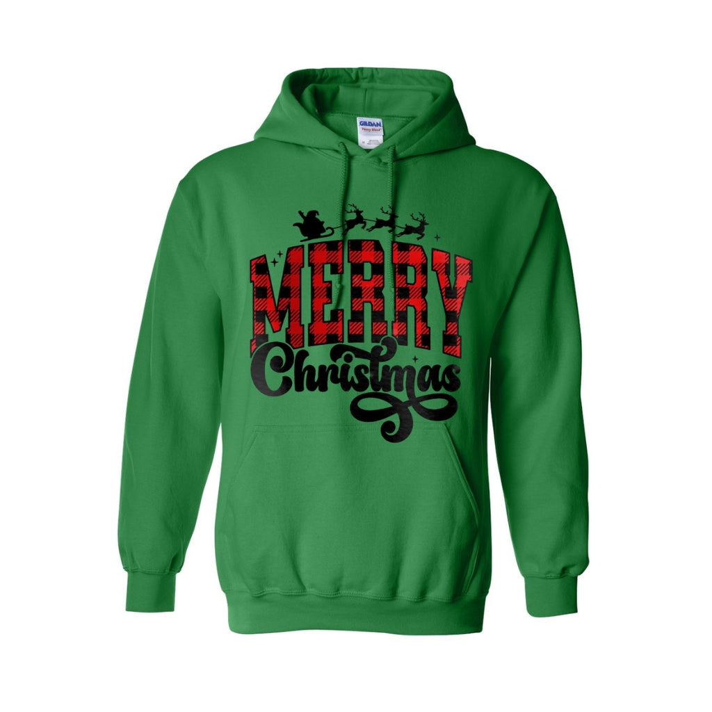 HOLIDAY HOODIE- Merry Christmas Buffalo Plaid Graphic