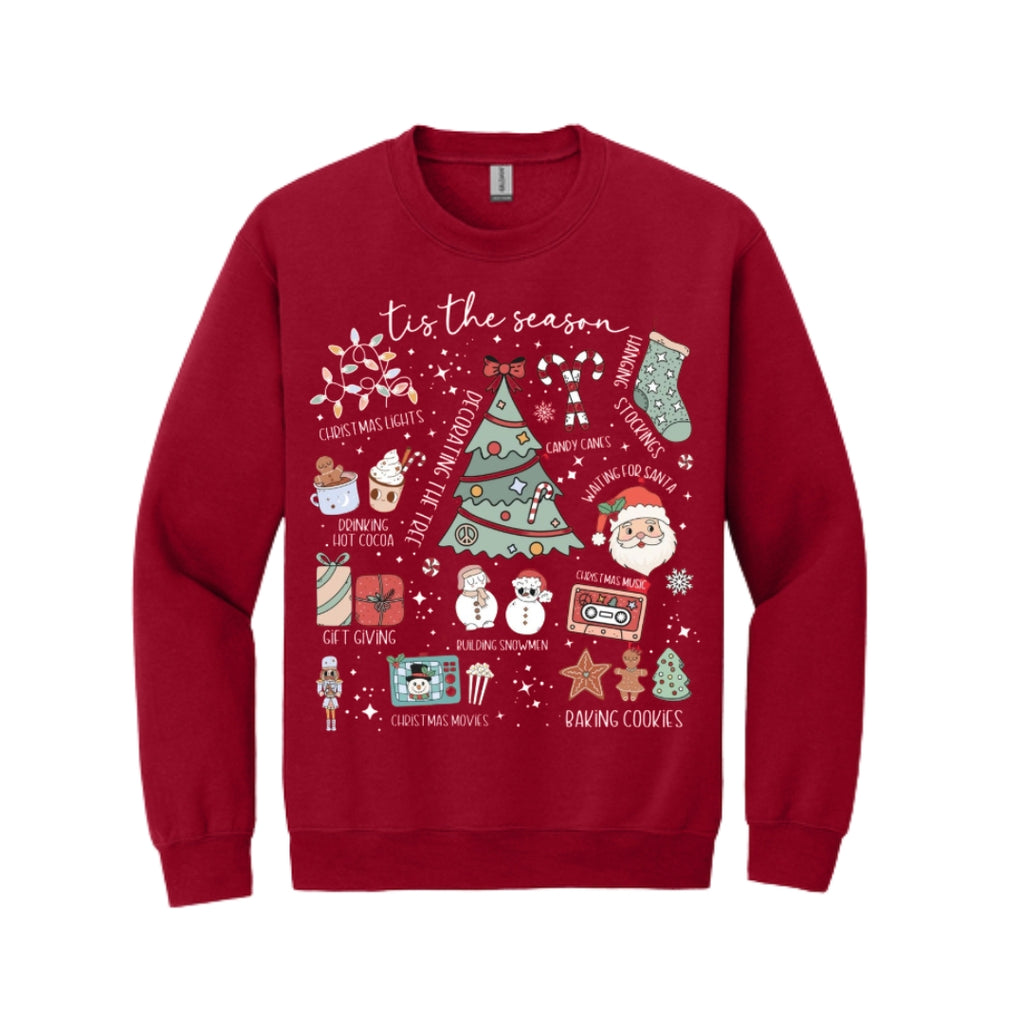 Holiday Crewneck Sweatshirt- Tis the Season’ Christmas Icons